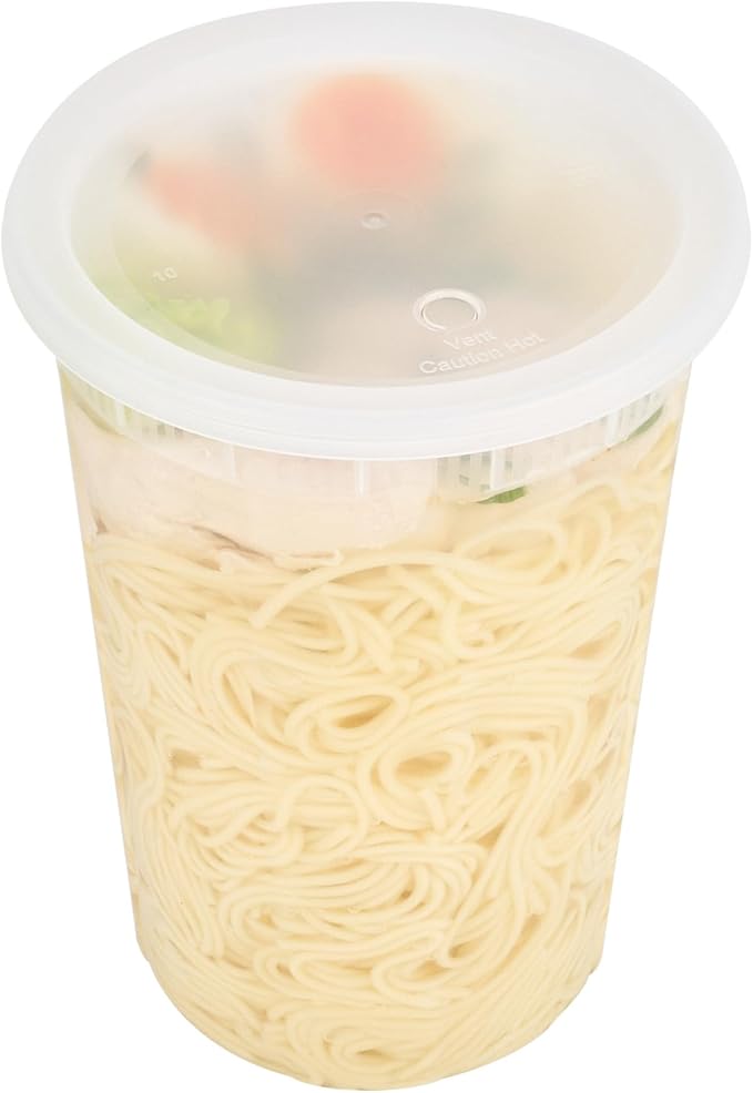 Restaurantware Plastic Food Container 100 Pack of 48 oz Clear Microwave-Safe Storage Container With Lid Leakproof Round Shape Disposable Freezer-Safe - Image 2