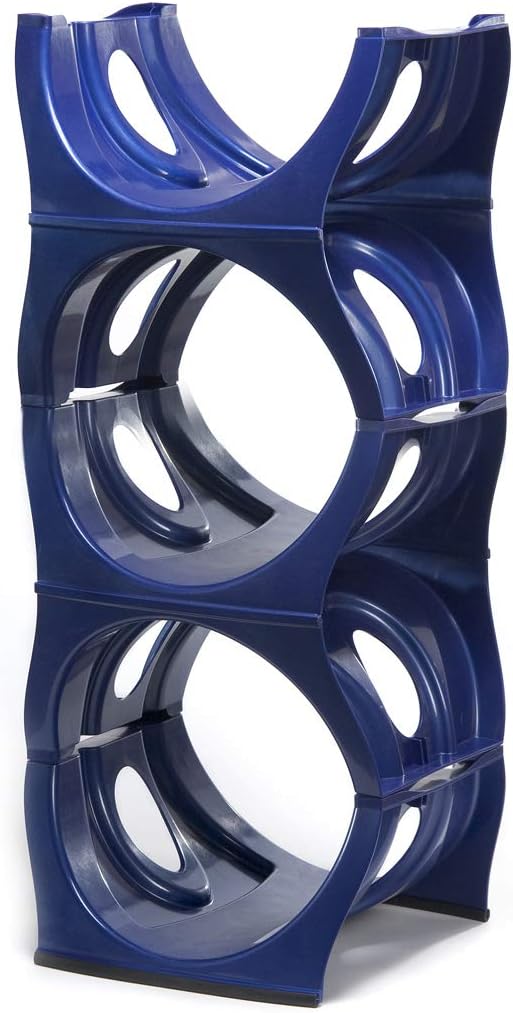 Stackable Water Bottle Storage Rack Best Water Jugs 5 Gallon Organizer. Jug Holder for Kitchen, Cabinet and Office Organizing. Reinforced Polypropylene (Blue, 3 No Shelf) by Bariboo