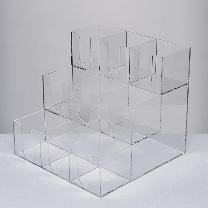 CiaoHER Acrylic Coffee Cup and Lid Dispenser, Clear | 9 Compartments, Counter Top, Organizes Disposable Cups, For Home or Office Use - Image 3
