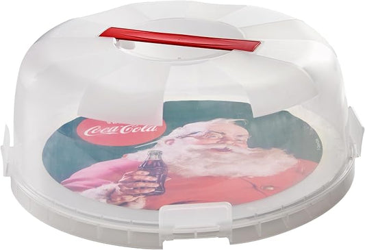 Snips, Cake Holder decoration Santa Claus Vintage Coca-Cola, Sweets Keeper with 4 Safety Locks, Ø 28 cm, Made in Italy by Italian+Made+-+Italian++Heart