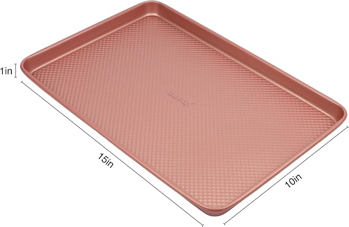 David Burke 17"/15" Cookie Sheets – Carbon Steel, PFTE & PFOA Free, Oven Safe, Non-Toxic, Perfect for Baking and Roasting – Rose Gold (2-Pack) - Image 5