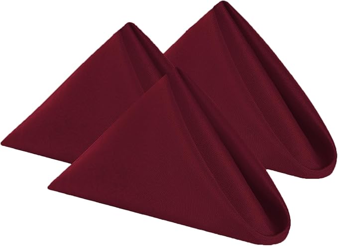 Pack of 100 PCS Cloth Napkins 17x17 inch Washable Polyester Dinner Napkins Soft Table Napkins for Wedding Party Dining Banquet Bistro Decoration - Burgundy - Image 5