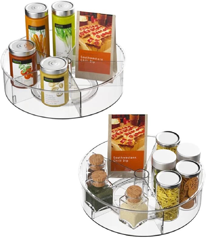Lazy Susan Turntable Spice Rack Organizer, Food Storage Container Rotating Condiments Spinning Organizer for Kitchen Cabinets Pantry Refrigerator Countertops,Set of 2 - Image 5