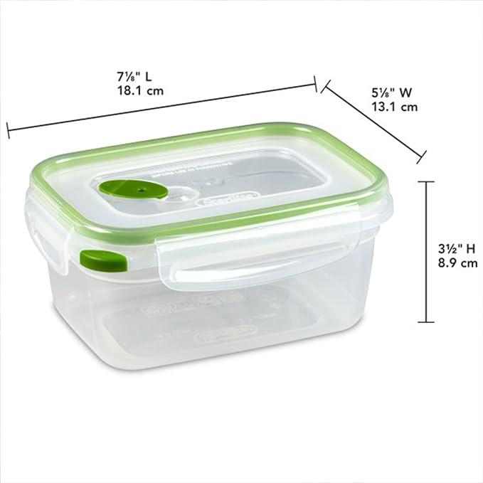 Sterilite Ultra-Seal 4.5 Cup Rectangle, Airtight Food Storage Container, Latching Lid, Microwave and Dishwasher Safe, Clear with Green Gasket, 24-Pack - Image 2