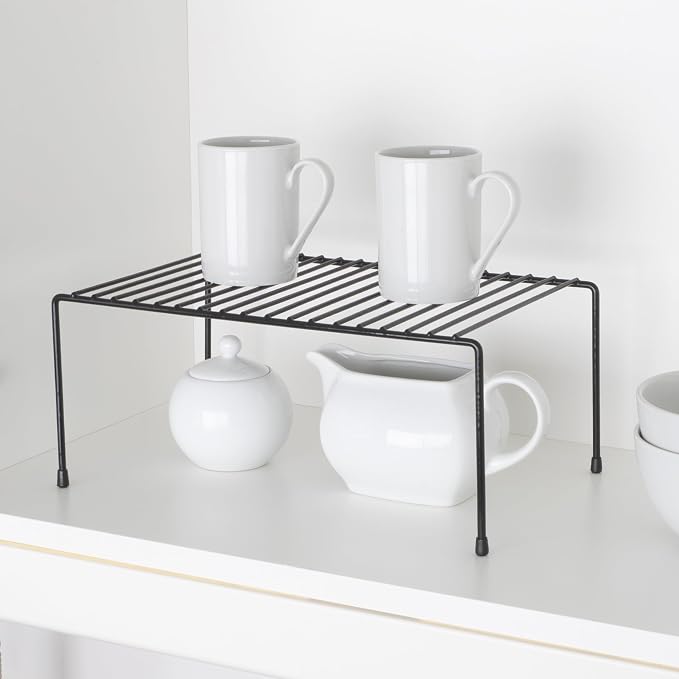 Smart Design Cabinet Storage Shelf Rack - Set of 6 - Medium - 8.5 x 13.25 Inch - Non-Slip Feet - Steel Metal Frame - Rust Resistant Coating - Cup, Dish, Counter & Pantry Organization - Kitchen - Black - Image 2