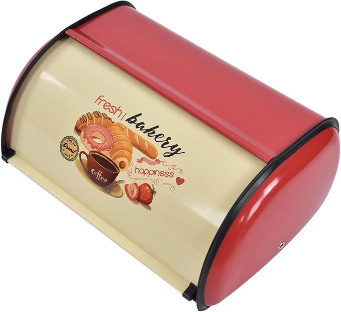 CHICIRIS Bread Box, Bread Container, Bread Storage, Metal Bread Box for Kitchen Countertop Large Capacity Bread Bin Holder Container with Roll Top Lid (Red) by CHICIRS