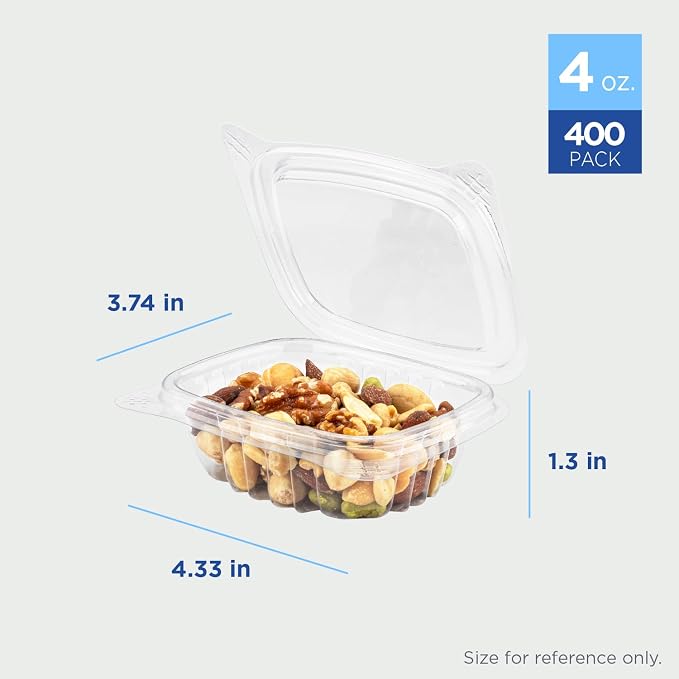 Karat 4oz PET Clear Clamshell Deli Containers - Leak-Resistant, Easy Seal for Freshness, Ideal for Salads, Fruits, Sides & Desserts - Multipurpose Plastic Take Out Food Containers (Pack of 400) - Image 5