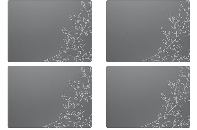 Royalty Art Boho Placemats, Set of 4, Dark Gray, Cork Backed | Wipeable heat resistant surface, kitchen and dining table protection, floral farmhouse pattern - Image 7