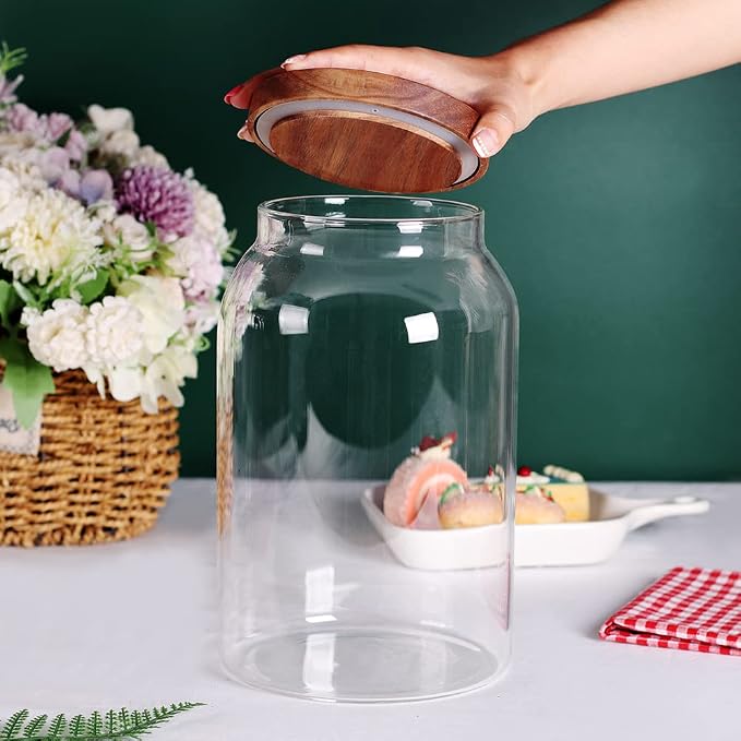 SAIOOL 1 Gallon Glass Jar with Wooden Acacia Airtight Lid, Set of 2 - Image 4