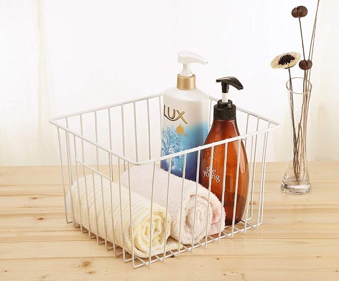 SANNO Freezer Baskets Freezer Wire Storage Basket, Organizer Food Storage Bin with Handles for Cabinets, Pantry, Closets, Bedrooms 11.8" x 11.8" x7" - Image 5
