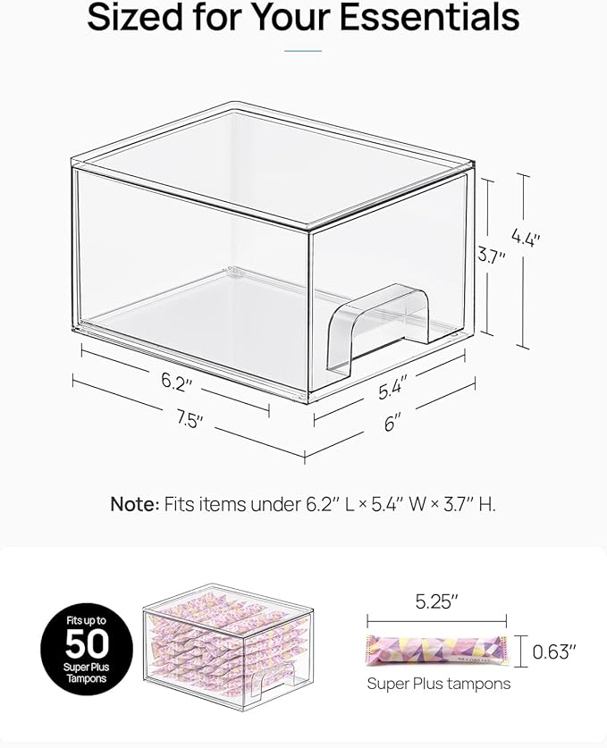 Vtopmart 10 Pack Small Clear Stackable Storage Drawers | Plastic Bathroom Makeup Organizer, For Vanity, Undersink, Kitchen Cabinets, Pantry, Home Organization - Image 2