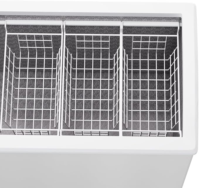 Slideep 17.5" Large Hanging Baskets Freezer Organizer Bin Sturdy Metal Wire Storage Baskets Organization for Pantry, Kitchen, White, Set of 2 - Image 4