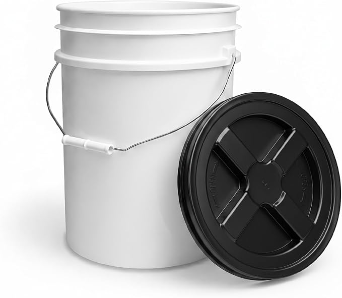 5 Gallon Bucket - Food Grade w/Lid BPA-Free, White/Black, 3 | Airtight Gamma Seal Screw-On Lid, Heavy-Duty 90 Mil HDPE Plastic, Food Safe and Durable Container, Bulk Storage, Made in USA - Image 8