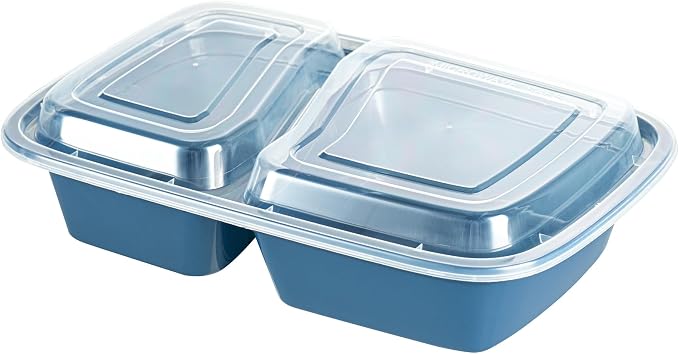 Restaurantware-Asporto 26 Ounce Compartment Take Out Boxes, 100 Microwavable Meal Prep Containers - 2 Compartments, With Clear Plastic Lids, Midnight Blue Plastic Food Containers, Do Not Contain BPA - Image 13