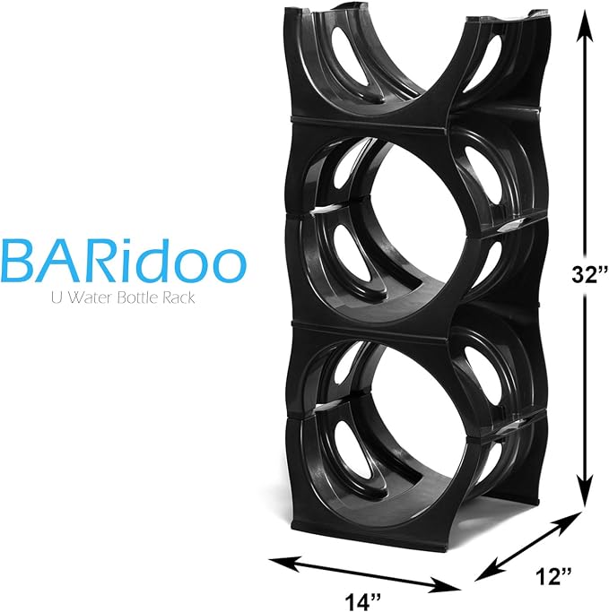 Stackable Water Bottle Storage Rack Best Water Jugs 5 Gallon Organizer. Jug Holder for Kitchen, Cabinet and Office Organizing. Reinforced Polypropylene (Coal Black, 3 No Shelf) - Image 2