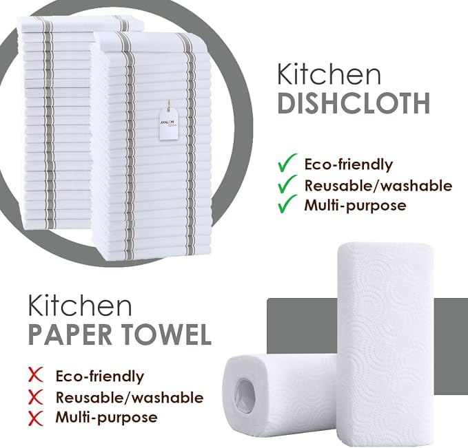 Dish Towels Set (Value Pack of 45) Size 15x25 Inch, 100% Cotton Soft & Absorbent Kitchen Towels, Tea Towels, Reusable Cleaning Cloths for Household Cleaning (Grey) - Image 2