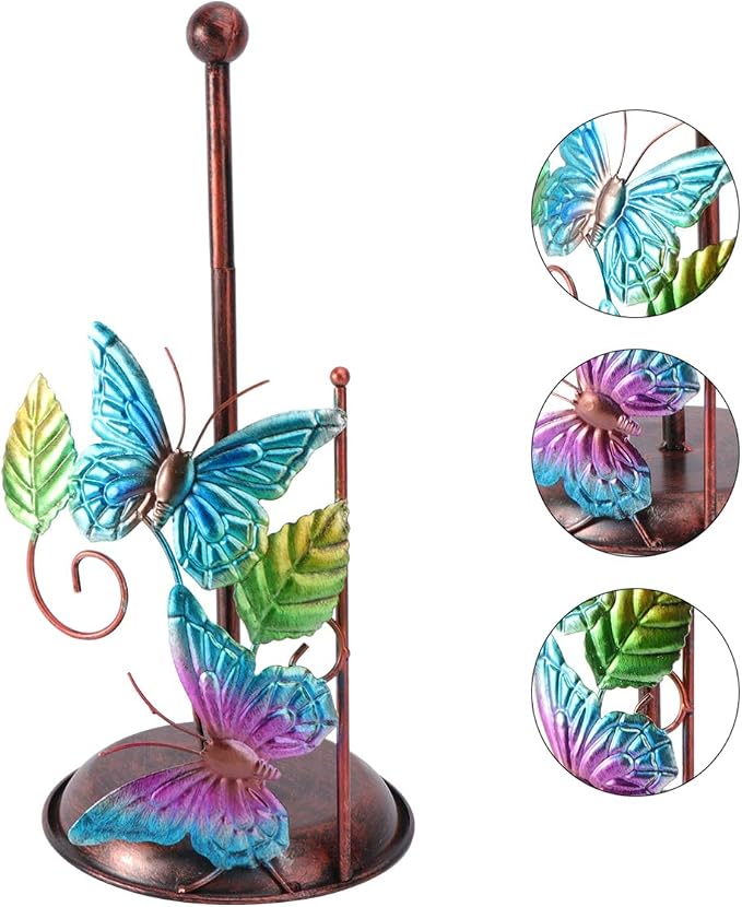 Cabilock Wrought Iron Butterfly Paper Towel Holder Metal Tissue Rack Freestanding Napkin Storage for Kitchen Bathroom Dining Countertop - Image 5