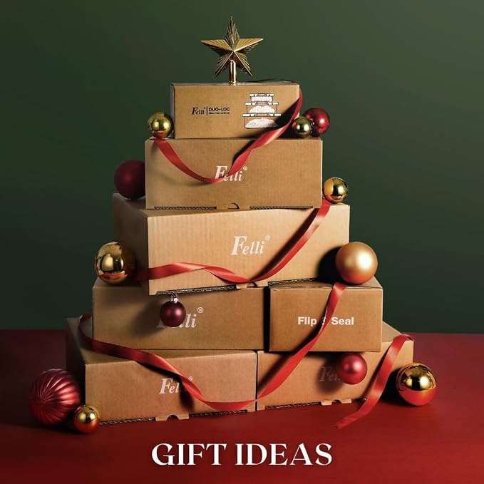 Felli Flip Tite Storage Container with Lid 4" RECTANGULAR Air Tight Ring Flip Top, Stackable Acrylic Canister for Kitchen Counter Pantry, Cereal Granola Pasta Spice, Christmas Gift (4pk, Variety) - Image 7