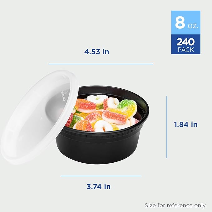 Karat [8oz - 240 ct Black PP Injection Molded Round Deli Containers with Lids (FP-IMDC8-PPB) - Image 4