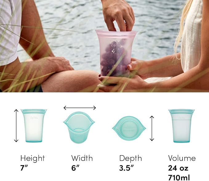 Zip Top Reusable Food Storage Bags | Large Cup [Lavender] | Silicone Meal Prep Container | Microwave, Dishwasher and Freezer Safe | Made in the USA - Image 4