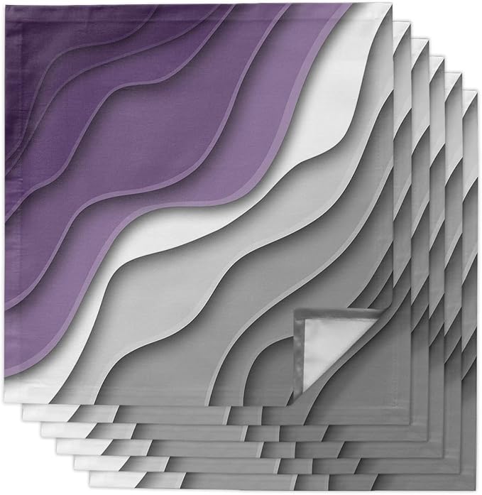 Geometric Purple Gray Ombre Cloth Napkins Set of 6, Modern Abstract Art Dinner Napkins Cloth Washable, Cocktail Napkins Reusable for Wedding, Party, Birthday (20"x20") by Unknown