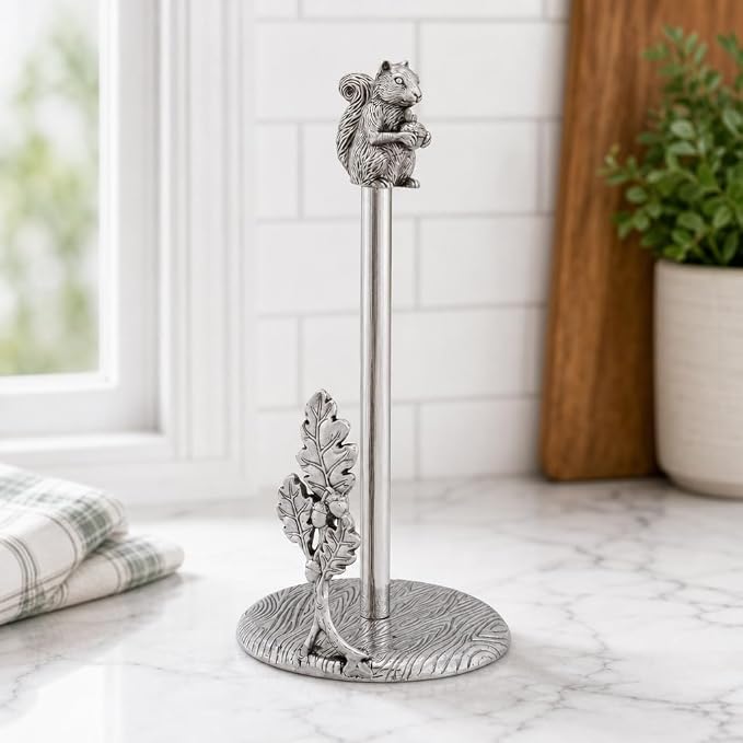 Arthur Court Squirrel Paper Towel Holder - Decorative Aluminum Kitchen Towel Stand - 15 Inch Tall - Image 8