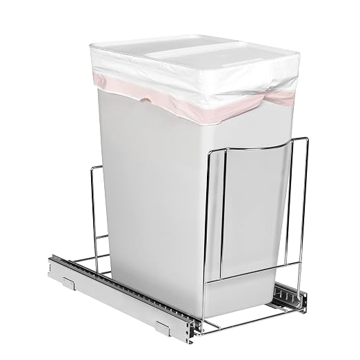 HOLDN’ STORAGE Pull-Out Trash Can for Under-Cabinet, 12 Gal / 48 qt | Heavy-Duty Chrome, Smooth Slide with Trash Bag Storage, Fits 13" Cabinet Opening (Bin Not Included) by HOLDN%E2%80%99STORAGE
