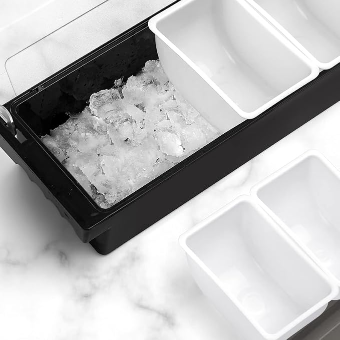 Ice Chilled Serving Tray Condiment Pots 5 Compartment Condiment Server Caddy (5 Compartments) - Image 4