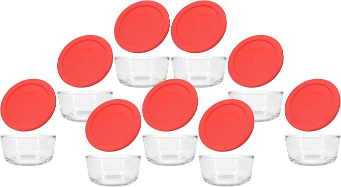Pyrex 18-Piece Glass Food Storage Set with Lids | Tempered Containers | BPA Free Covers | Nesting Design | Refrigerator Ready | Microwave Safe Bases | Top Rack Only by World+Kitchen