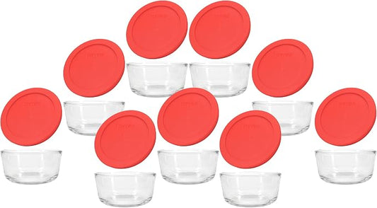 Pyrex 18-Piece Glass Food Storage Set with Lids | Tempered Containers | BPA Free Covers | Nesting Design | Refrigerator Ready | Microwave Safe Bases | Top Rack Only by World+Kitchen