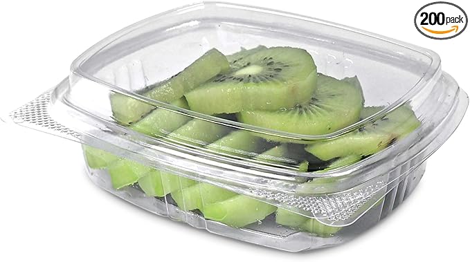 8oz Tall Dome RPET Clear Hinged Lid Deli Container- 200Pcs by CleverPackaging