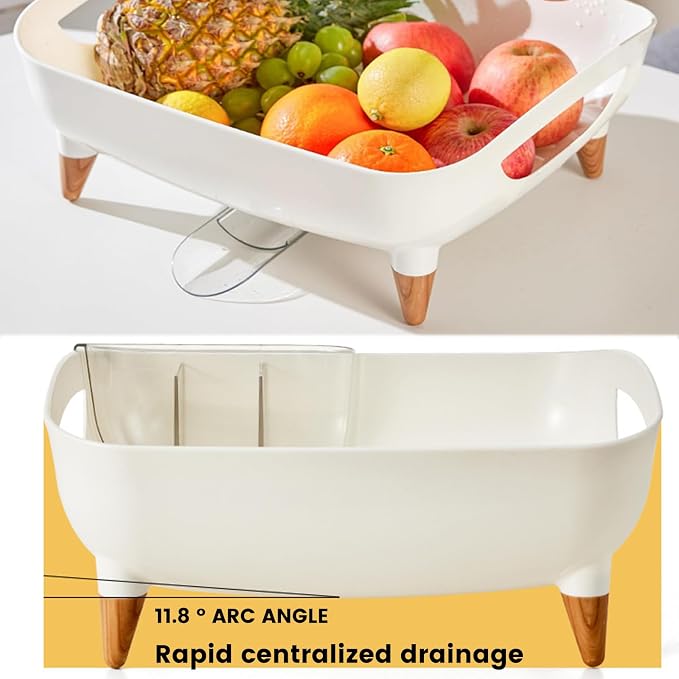 Dish Rack, Dish Drying Rack for Kitchen Counter, Dish Drainer with Drainboard Set and Utensil Holder, Sink Drying Dish Strainer Rack (White) - Image 5