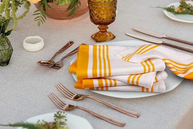 Urban Villa Kitchen Towels Cotton Dish Towels 20”x30” (Set of 3) Yellow Wht - Image 4