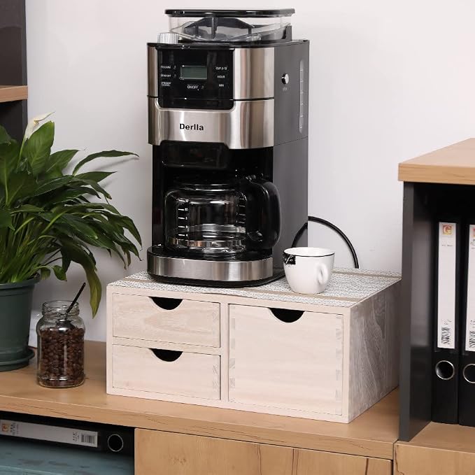 DDYURI Kitchen Storage Organizer with 3 Drawers for Coffee Brew K Cup/Coffee Pod Holder - Office Organization Drawer for Desk, Multi-Purpose Mini Wood Cabinet Countertop Stand Shelf CF2D3C White - Image 7