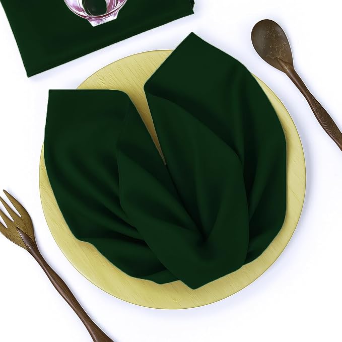 Pack of 25 PCS Cloth Napkins 17x17 inch Washable Polyester Dinner Napkins Soft Table Napkins for Wedding Party Dining Banquet Bistro Decoration - Hunter Green by MDS