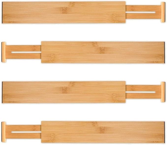 Utoplike 4 pcs Bamboo Kitchen Drawer Dividers Cutlery Tray Silverware - Image 4