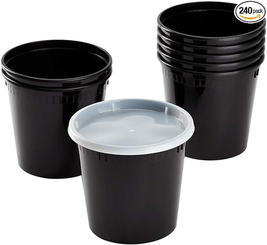 Karat [24oz - 240 ct Black PP Injection Molded Round Deli Containers with Lids (FP-IMDC24-PPB) by Karat
