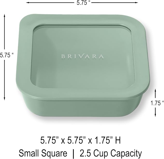 Glass Food Storage Container with Lid, 2.5-Cup Small Square | Microwave-Safe Airtight Lid, Oven-Safe Ceramic-Coated Glass | Zero Plastic, No PFAS/PFOA/BPA, Reusable [Willow] - Image 2