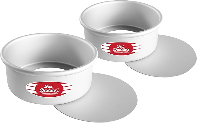 Fat Daddio's PCC-73SET Anodized Aluminum Round Cheesecake Pans, 2 Piece Set, 7 x 3 Inch by FatDaddios
