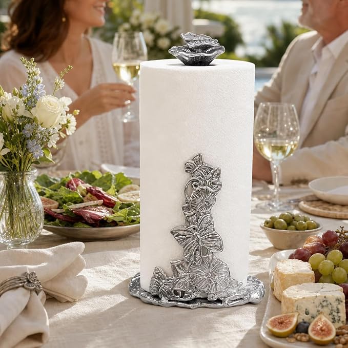 Arthur Court Butterfly Paper Towel Holder - Decorative Aluminum Design for Kitchen Countertop - 13 Inch Tall with Weighted Base - Image 7