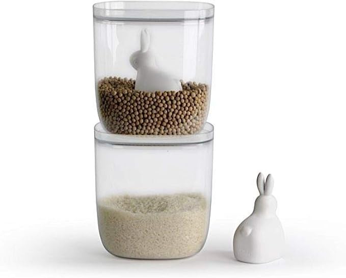 Quory 521714300 Rice Storage Container, Rice Bin with Measuring Cup, 6.6 lbs (3 kg), Scandinavian, Rice Container & Scoop, Vela Bunny, 7.3 x 5.9 x 7.9 inches (18.5 x 15 x 20 cm) - Image 2