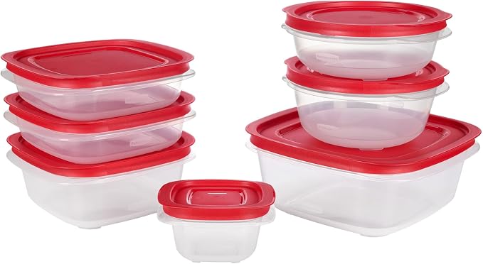 Rubbermaid EasyStore Square and Round Containers, 14-Piece Set, Food Storage Containers, Food Storage Containers with Lids - Image 4