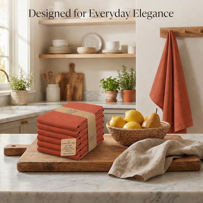 Urban Villa Kitchen Towels Cotton Dish Towels 20”x30” (Set of 6) Rust - Image 5