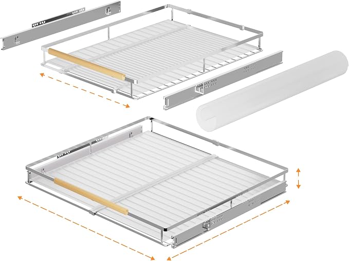 SANNO Pull Out Cabinet Organizer, Cabinet Slide Out Shelf, Pots Pans Organizers Shelves with Sliding for Cupboard Pantry Under Sink Closet, Expandable Width 17.1to 27" W x 22.5" D - Image 6