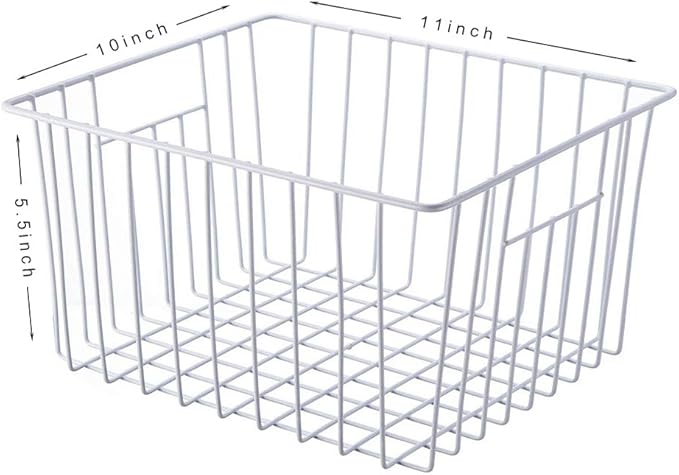 Freezer Wire Baskets Storage Organizer, Household Storage Metal Wire Bins for Kitchen, Pantry, Cabinet, Bathroom, Bedroom - Pearl White (3, 11in x 10in x 5.5in) - Image 3