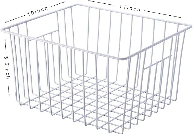 Freezer Wire Baskets Storage Organizer, Household Storage Metal Wire Bins for Kitchen, Pantry, Cabinet, Bathroom, Bedroom - Pearl White (3, 11in x 10in x 5.5in) - Image 3