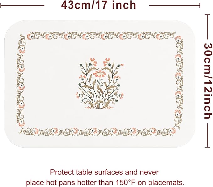 Vinyl Waterproof Placemats Set of 6 Rectangular,12"*17"-Aurora B | Wipeable Beautiful Print Place Mats,Stain Resistant,Heat Resistant,Everyday Meals,Kitchen,Dinning,Holiday,Decor - Image 6