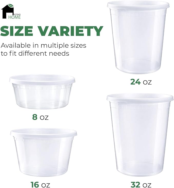 EconoHome Clear Deli Containers with Lids - 240-Pack, 32oz Plastic Containers with Lids for Food Storage, Meal Prep, Leftover, Restaurant Business, Takeout - Fridge, Microwave & Freezer-Safe - Image 7