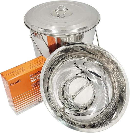 SS Strainers (Large Strainer & Pail Combo, 10 L Pail & Large Strainer Combo) by The+Dairy+Shoppe