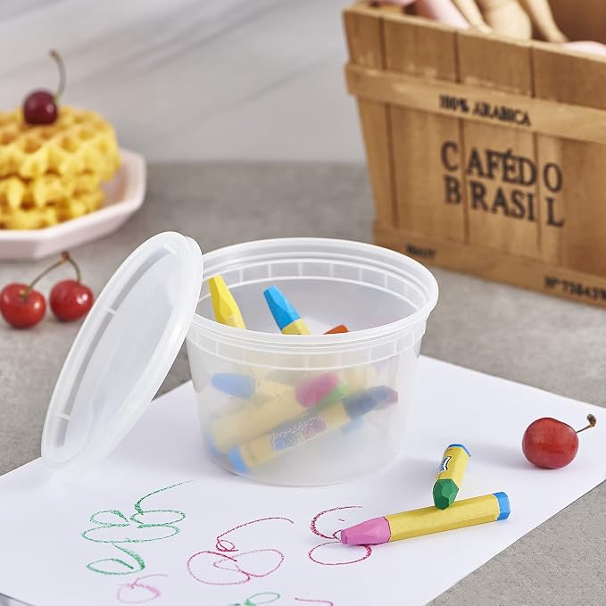 [240 Set - 16 oz.] Plastic Deli Food Storage Containers With Lids, Disposable togo containers for soup, Meal Prep, Slime | BPA Free | Stackable | Leakproof | Microwave | Dishwasher | Freezer Safe - Image 6